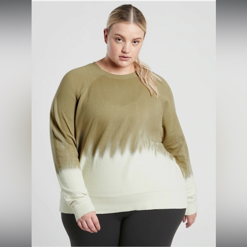 🔥Athleta - Olive Dip Dye Sweatshirt - 1X - Picture 4 of 5